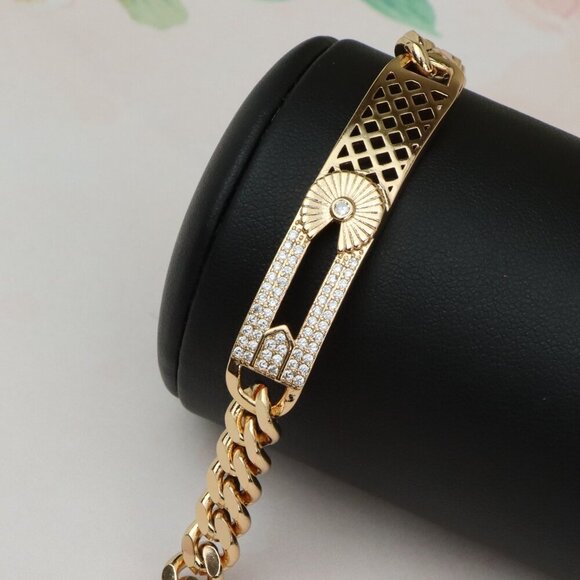 Rose Gold Bracelet with Diamond Sunray and Cutout Detailing, XPBL0707 - Picture 2 of 12